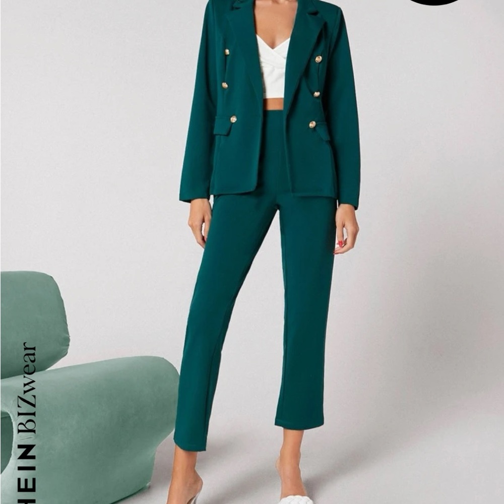 Shein green two piece suit size large